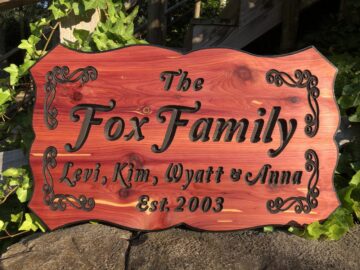 Custom and Personalized Red Cedar Family Name Sign