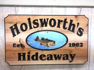 Custom Cedar Sign Personalized with Applied Metal Plaque
