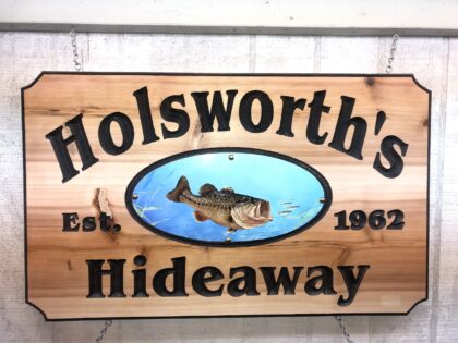 Custom Cedar Sign Personalized with Applied Metal Plaque