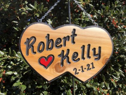 Lovebirds Wooden Sign with Custom Names