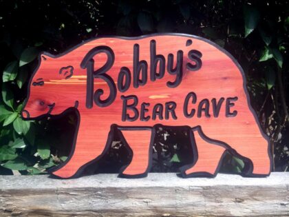 Bear Shaped Custom Carved Wood Sign - Wooden Signs Made to Order