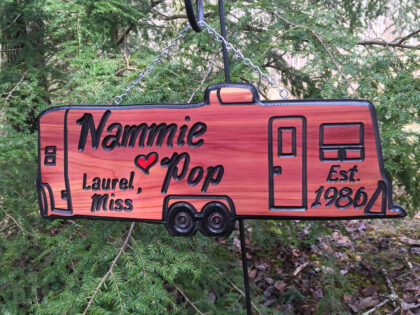 Engraved Wood Signs - Custom Pull Behind Camper Sign