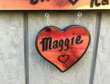 Small Heart Sign - Heart Shaped Custom Hanging Wood Sign