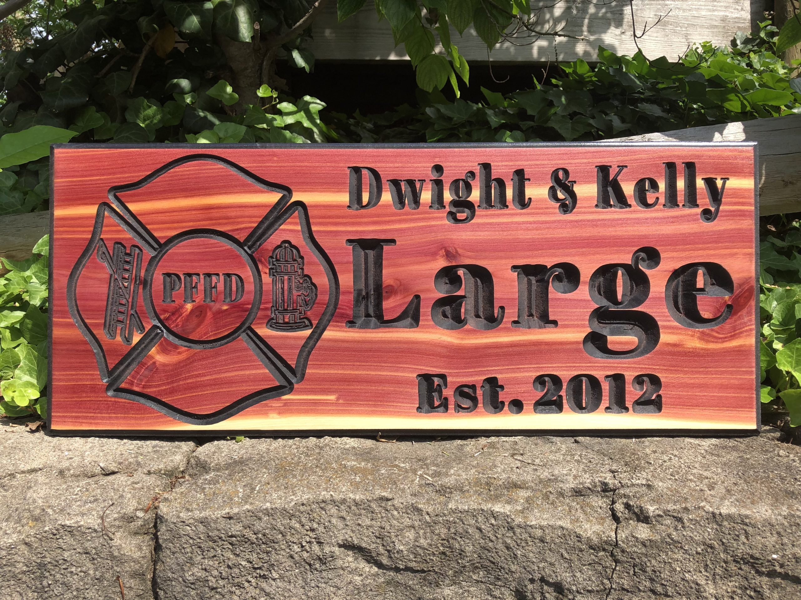 Fireman S Emblem Wood Sign Signs, Large Outdoor Address Signs