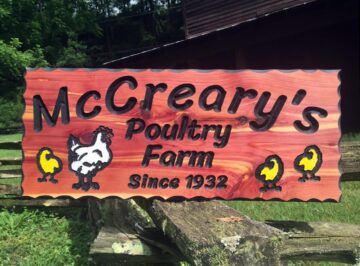 Custom Farms Signs - Cute Chicken Clipart Wooden Farm Sign