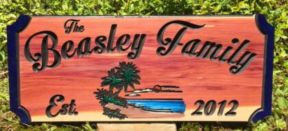 Lake House Signs - Handpainted Custom Carved Name Cedar Sign