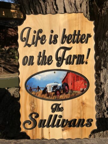 Wooded Home and Farm Signs with Custom Lettering