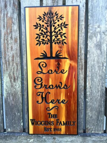 Love Grows Here Personalized Wooden Sign