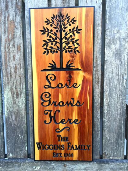 Love Grows Here Personalized Wooden Sign