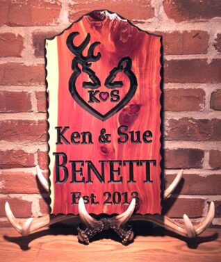 Buck and Doe Wood Sign
