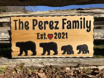 Black Bear Wood Sign Family Name